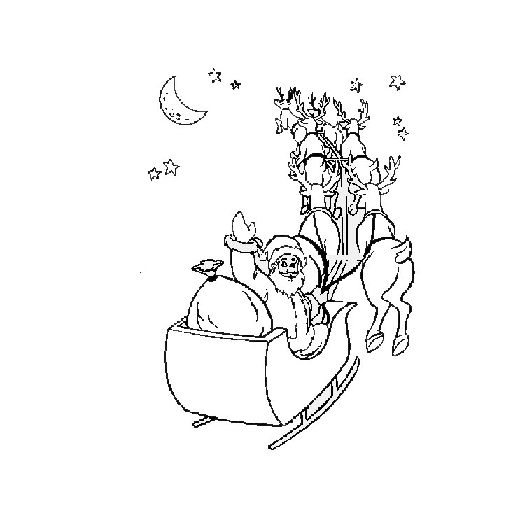 Coloriage Père Noël Dans Son Traîneau - Noël à imprimer