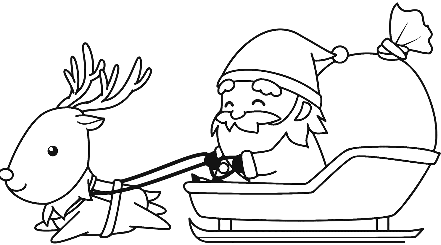 Coloriage Père Noël En Route Pour La Distribution Des Cadeaux - Noël à imprimer
