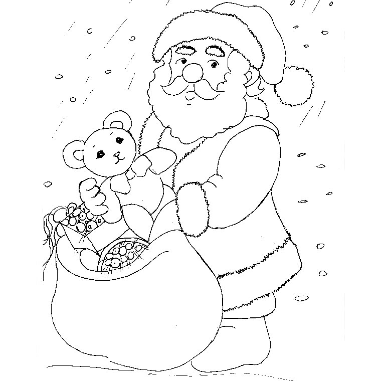 Coloriage Père Noël Et Hotte - Noël à imprimer