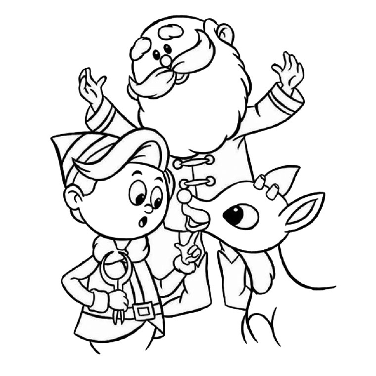 Coloriage Père Noël Et Lutins - Noël à imprimer