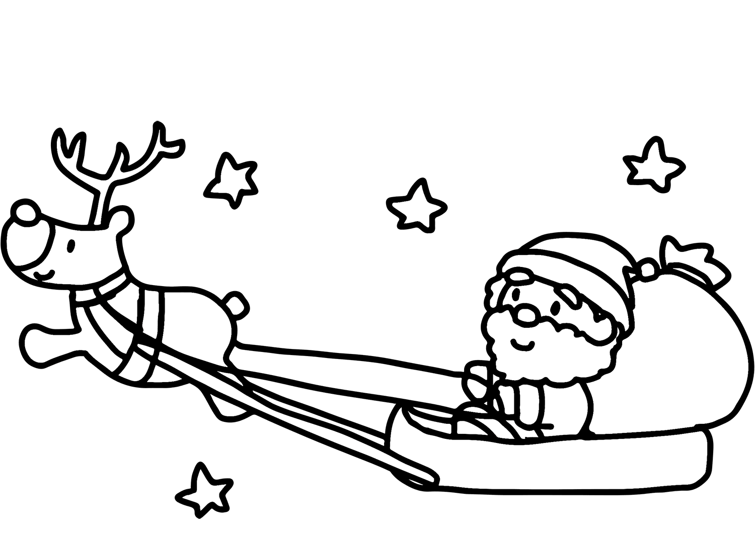 Coloriage Père Noël Et Son Reine Avec Les Étoiles - Noël à imprimer