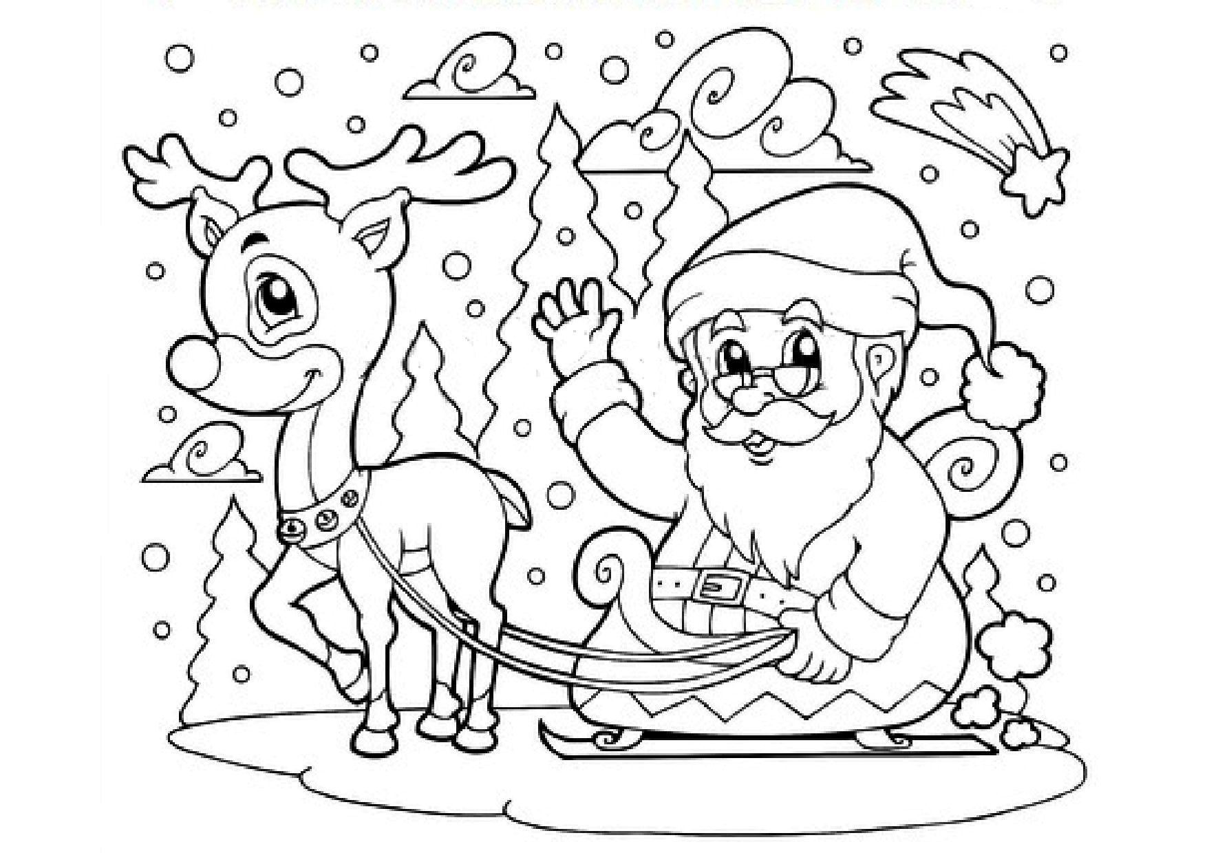 Coloriage Père Noël Et Son Renne Furie Prancer Le Plus Puissant - Renne de Noël à imprimer