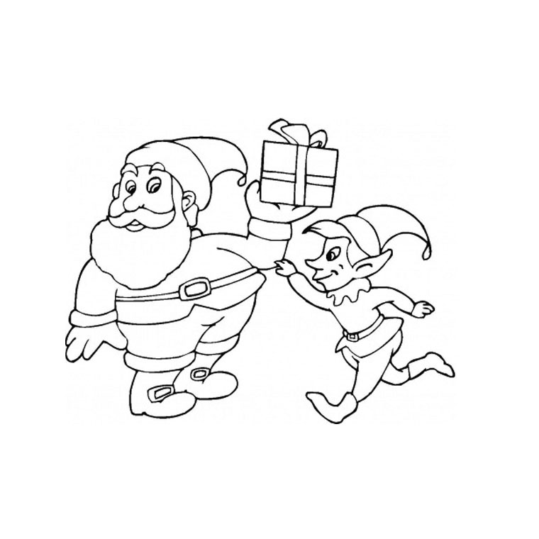Coloriage Père Noël Lutin - Noël à imprimer