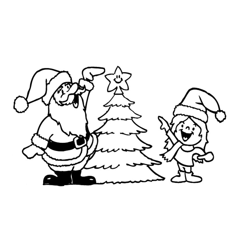 Coloriage Père Noël Sapin - Noël à imprimer