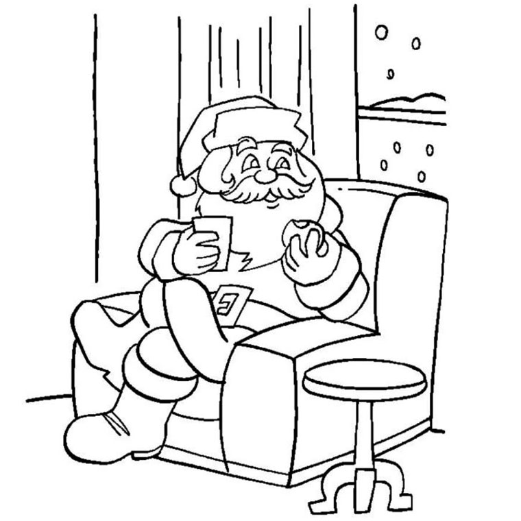 Coloriage Père Noël Tv - Noël à imprimer
