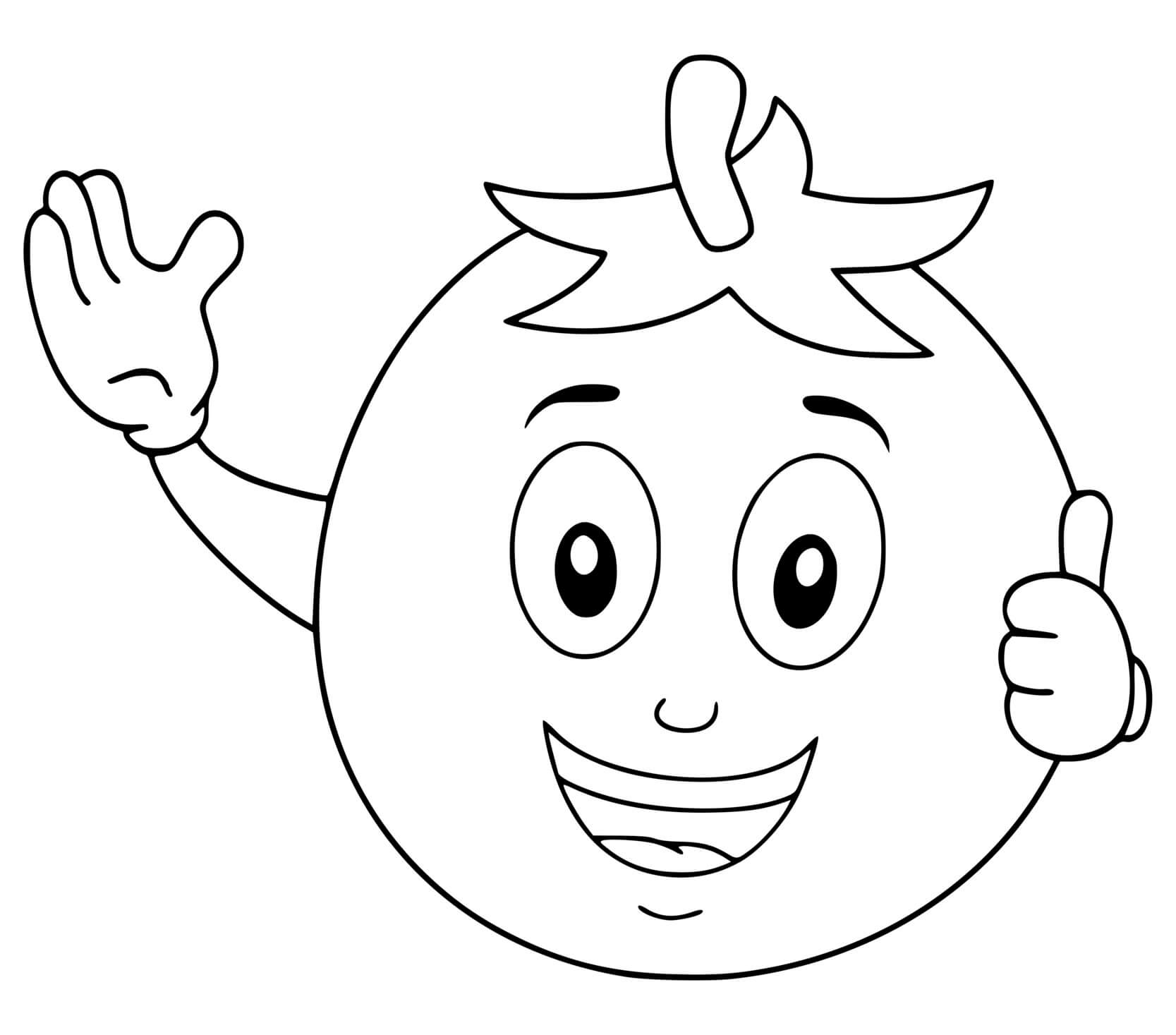 Coloriage Personnage Tomate Te Salut Dessin Anime - Tomate à imprimer