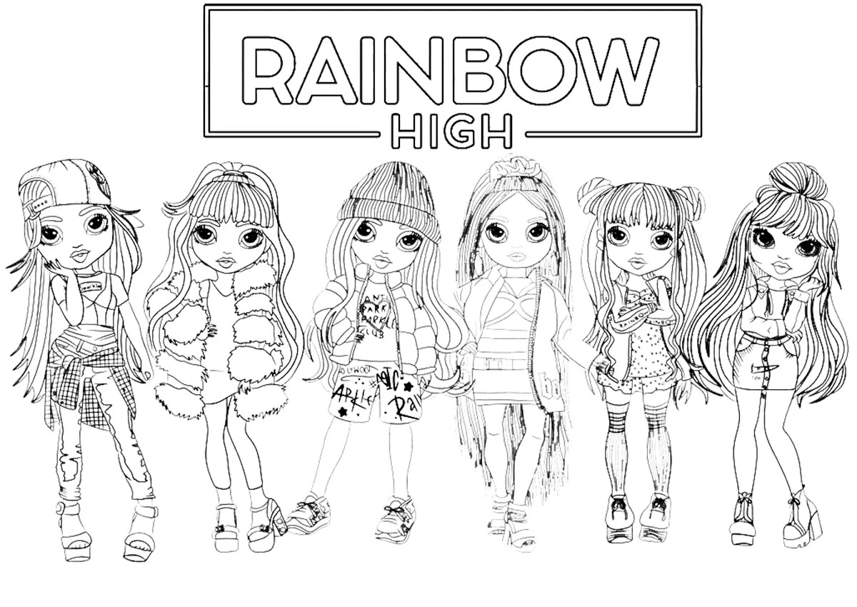 Coloriage Personnages Rainbow High En Style De Mode - Rainbow high à imprimer
