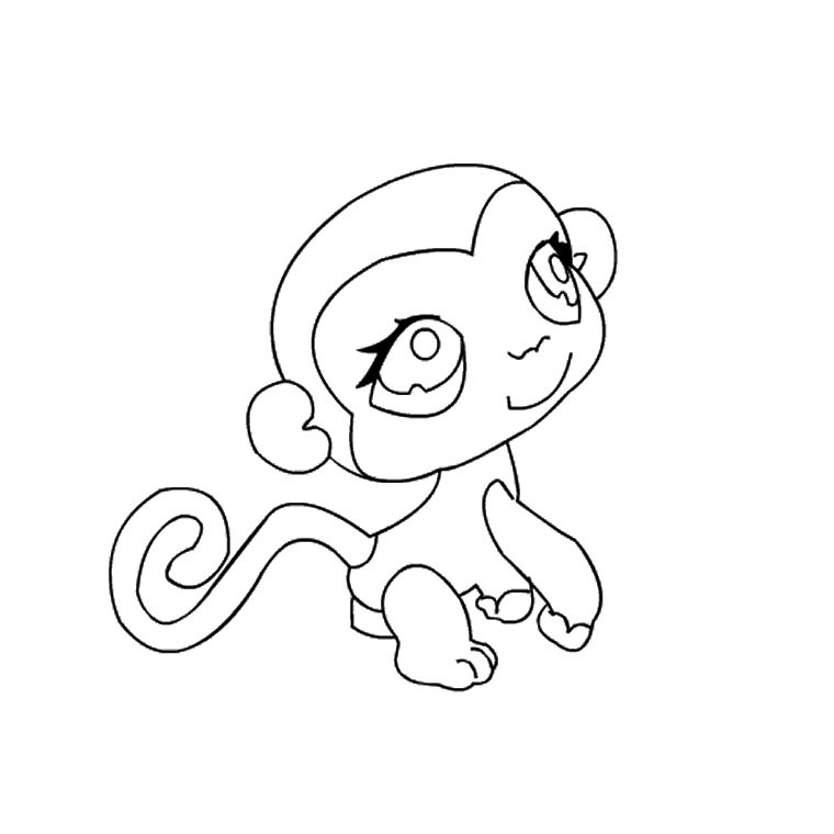Coloriage Pet Shop Singe - Animaux à imprimer
