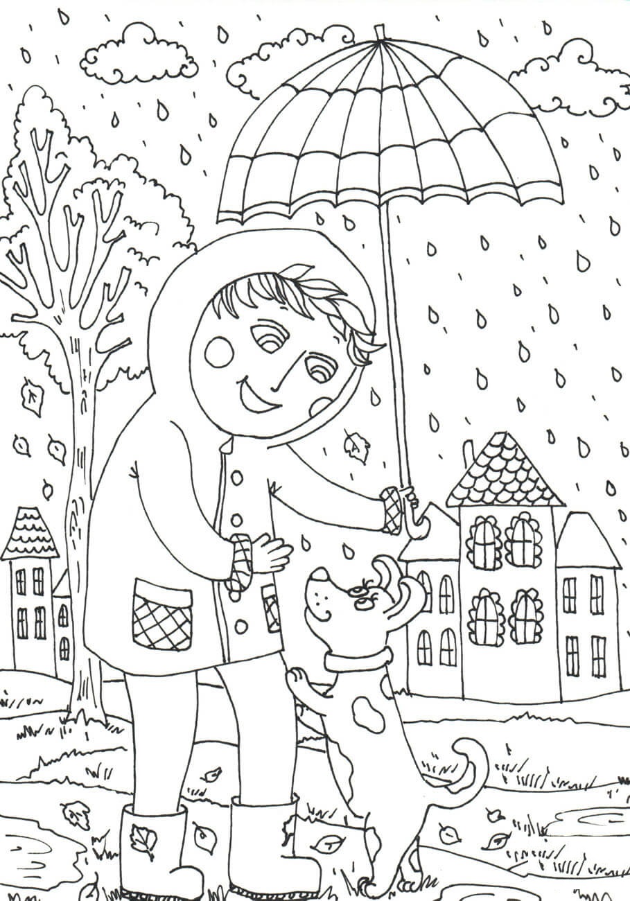 Coloriage Peter Boy In October Automne - Automne à imprimer