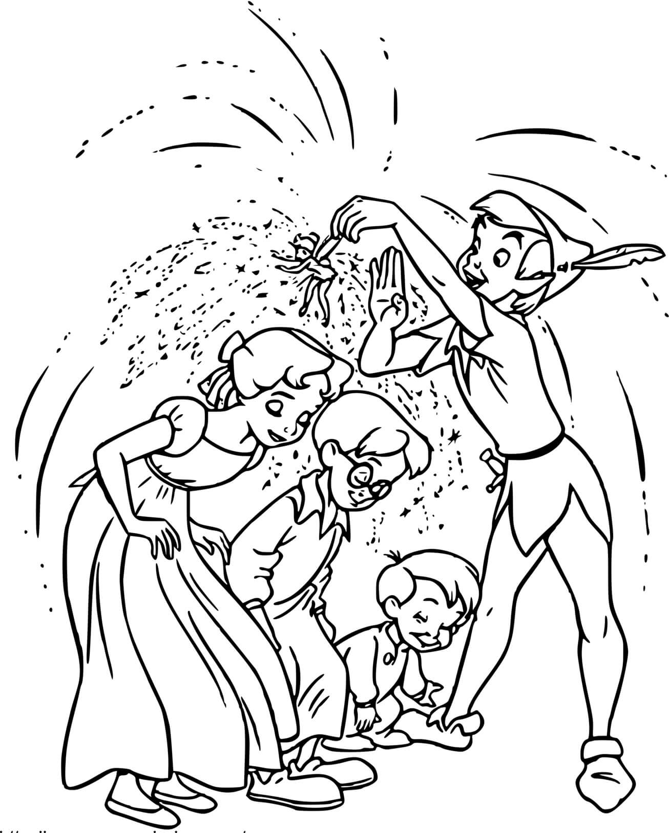 Coloriage Peter Pan Attrape La Fée Clochette - Peter pan à imprimer