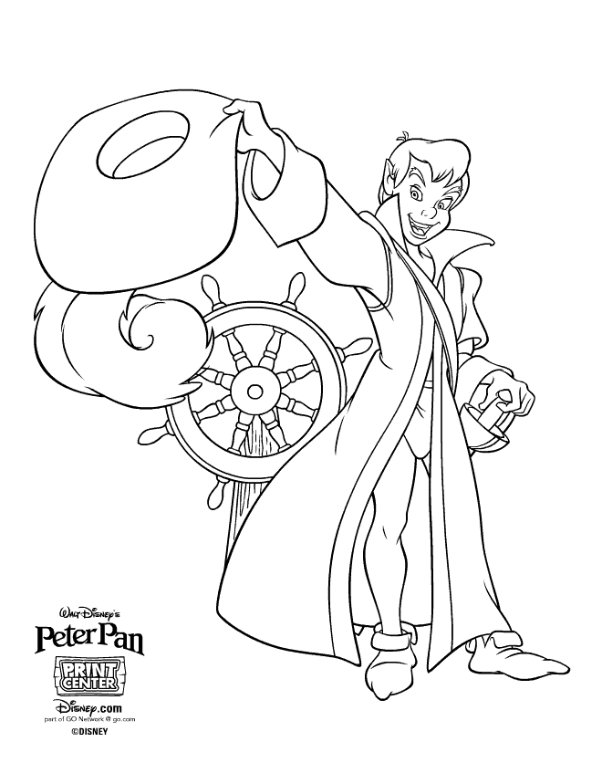 Coloriage Peter Pan Le Capitaine Du Bateau - Barbie princesse à imprimer