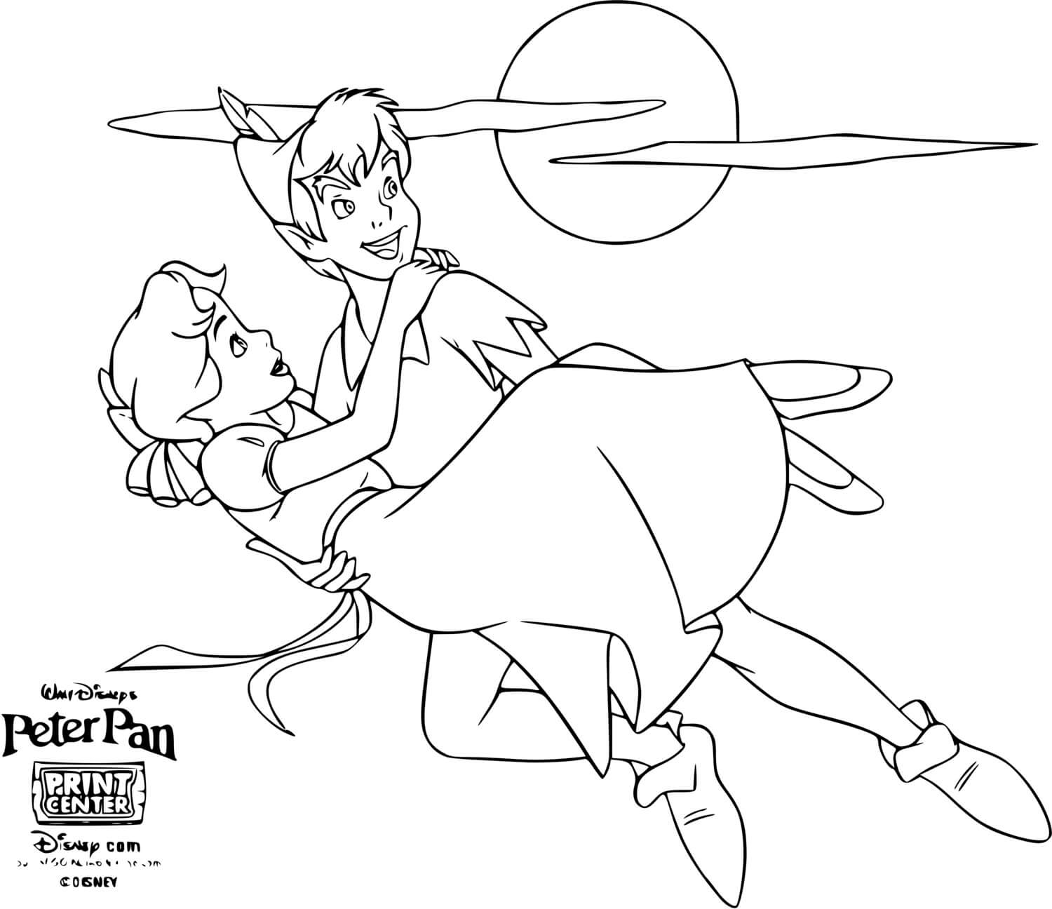 Coloriage Peter Pan Le Héros Qui Sauve La Princesse Wendy - Peter pan à imprimer