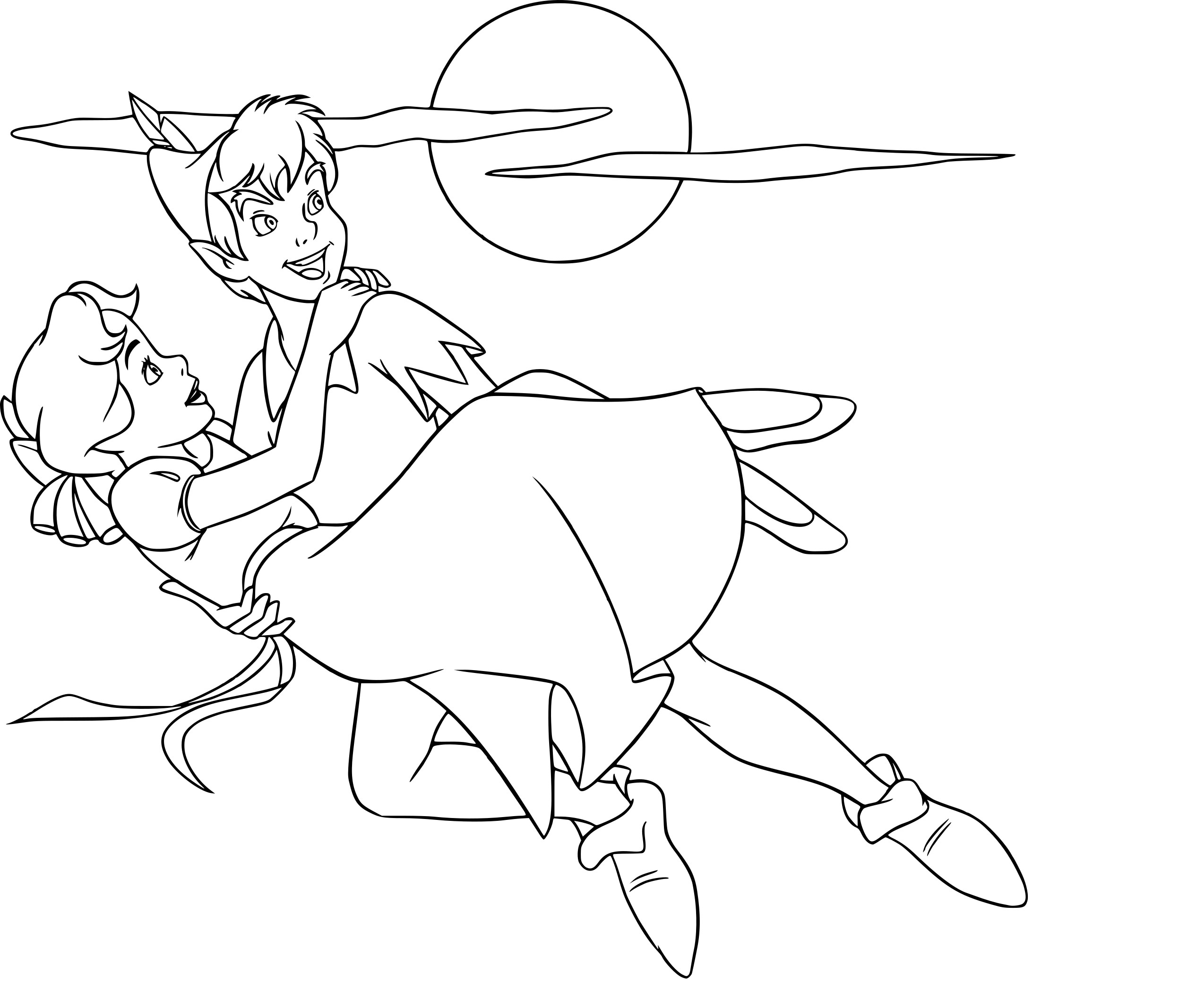 Coloriage Peter Pan sauve une jeune fille - Disney à imprimer