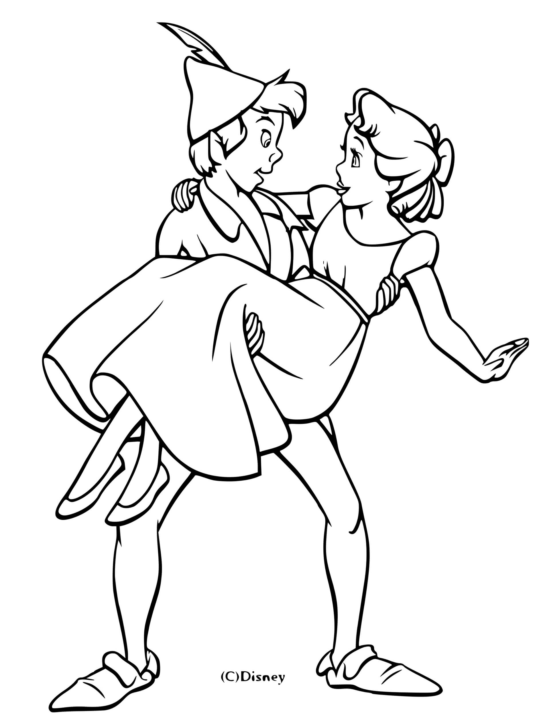 Coloriage Peter Pan Sauve Wendy Disney - Peter pan à imprimer