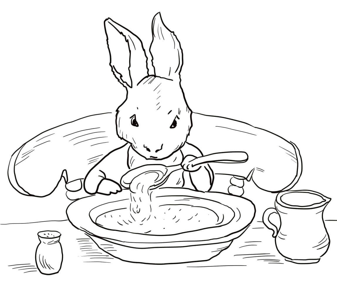 Coloriage Pierre Lapin à la maison - Pierre lapin à imprimer
