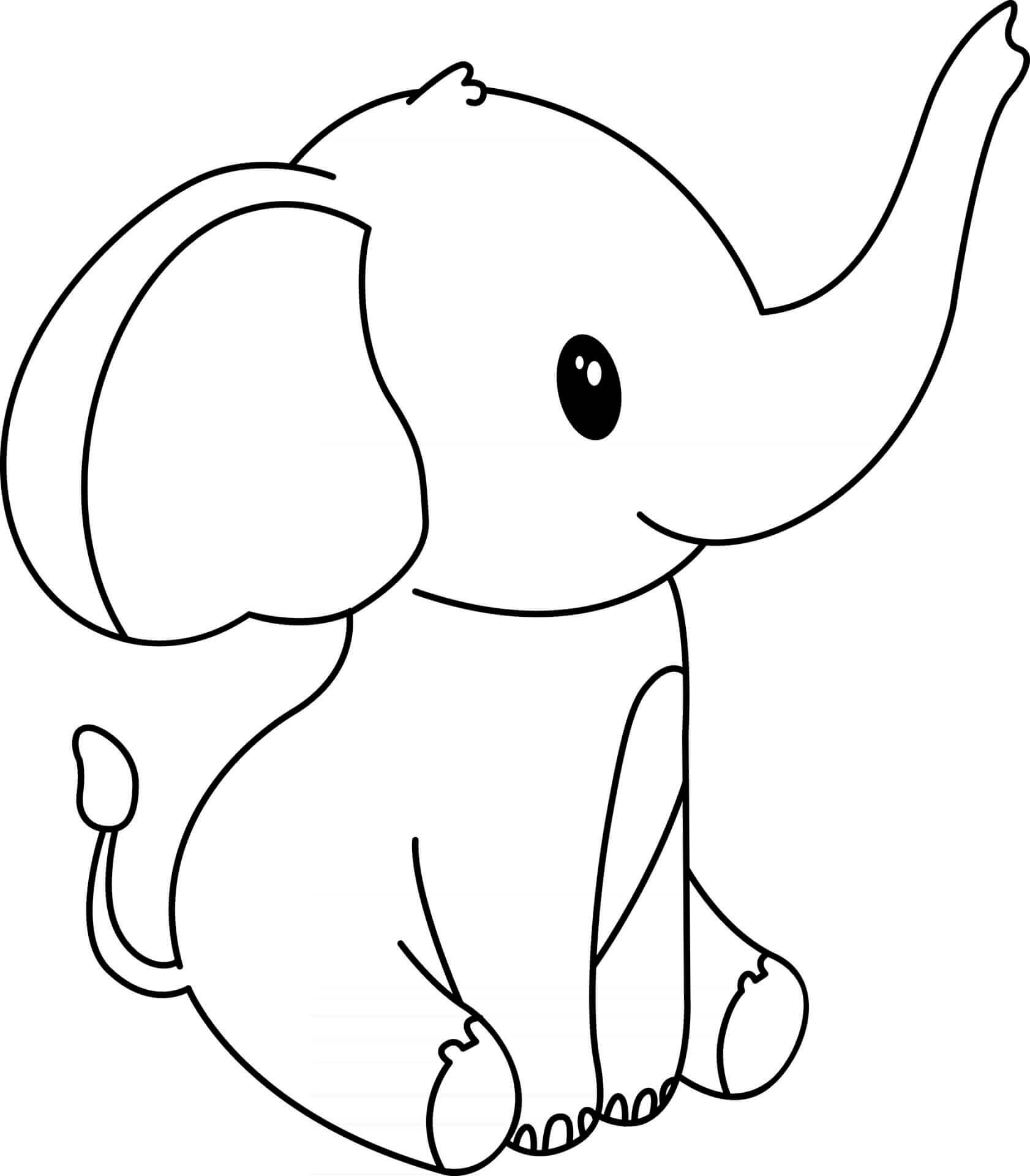 Coloriage Petit Éléphant Se Repose - Animal à imprimer
