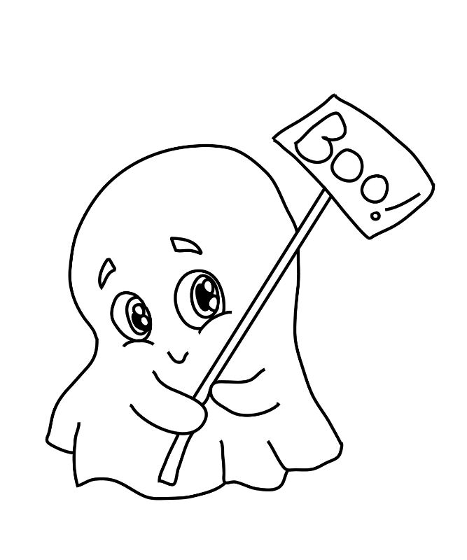 Coloriage Petit Fantôme Mignon Maternelle Halloween - Halloween fantome à imprimer