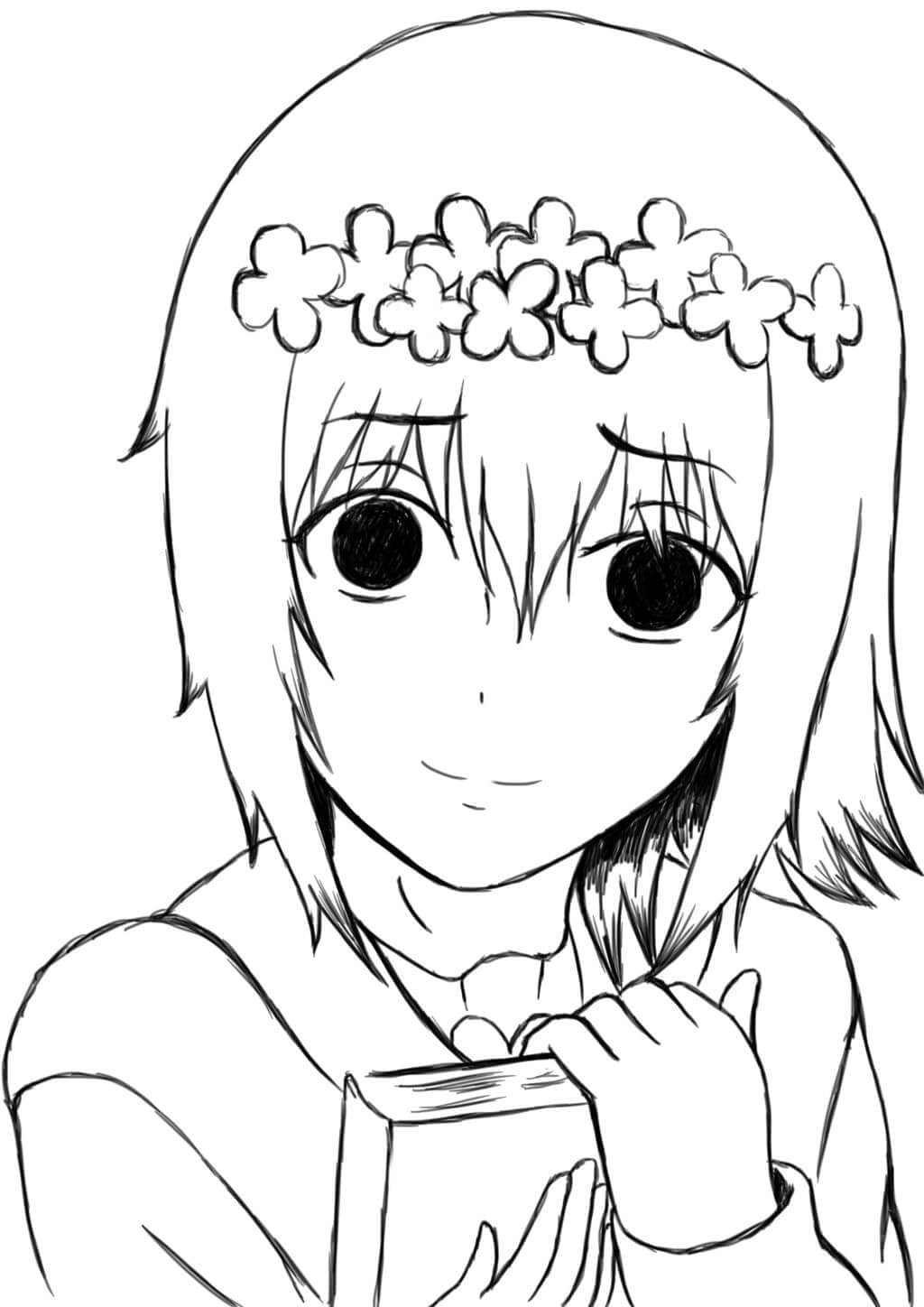 Coloriage Petit Fille Avec Un Livre Hinami Fueguchi - Tokyo ghoul à imprimer