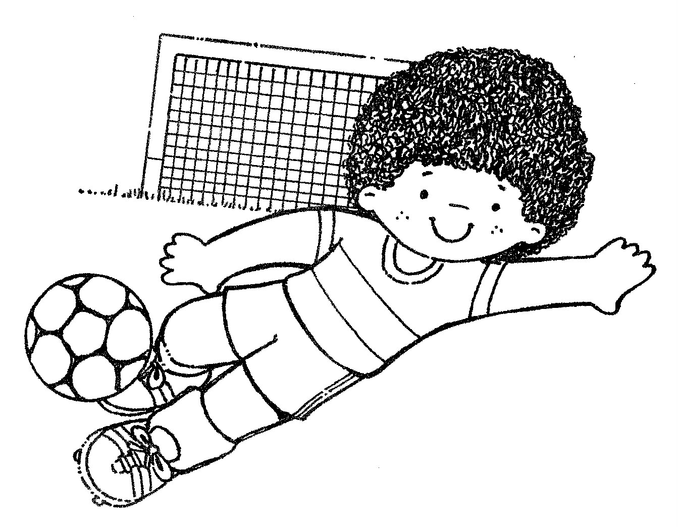 Coloriage Petit Garçon Gardien De But Foot - Garçon à imprimer