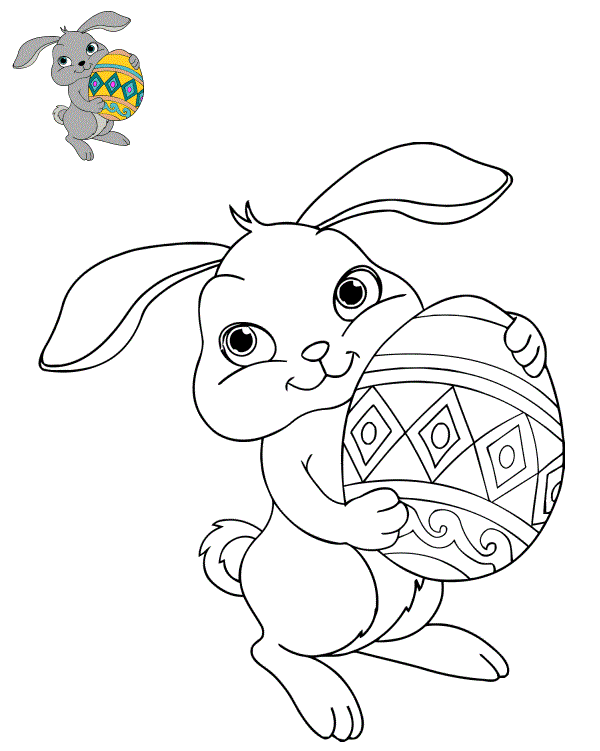 Coloriage Petit Lapin Mignon Avec Œuf De Pâques - Lapin de Pâques à imprimer