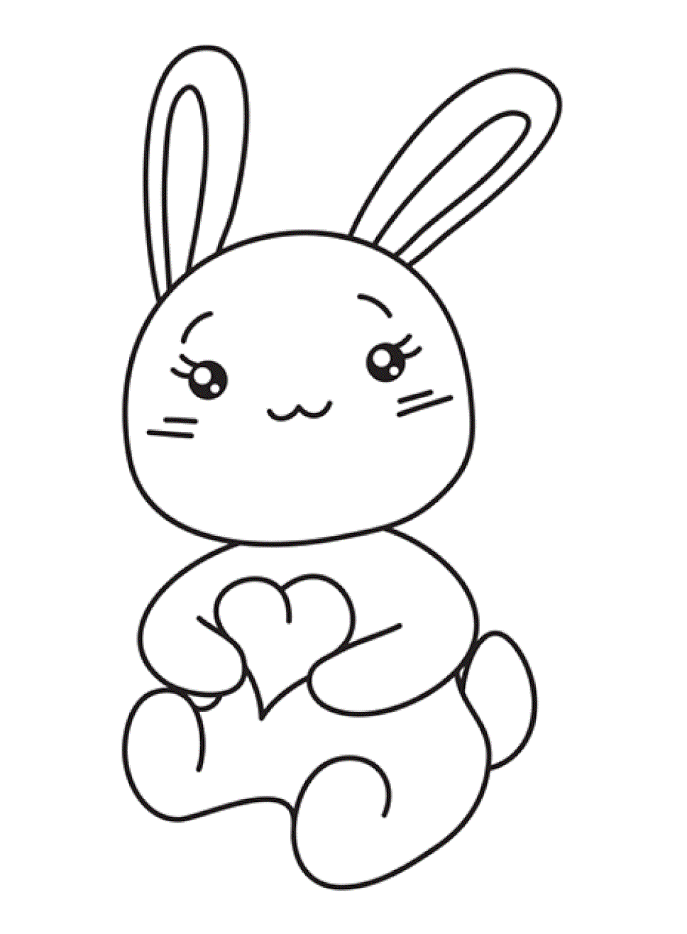 Coloriage Petit Lapin Mignon Avec Un Cœur - Lapin à imprimer