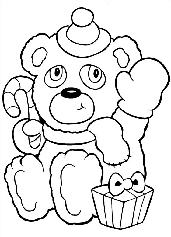 Coloriage Petit Nounours De Noël - Noël à imprimer