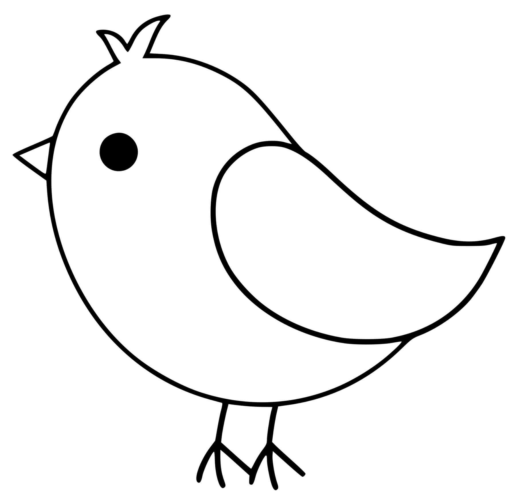 Coloriage Petit Oiseau Mignon - Oiseau à imprimer