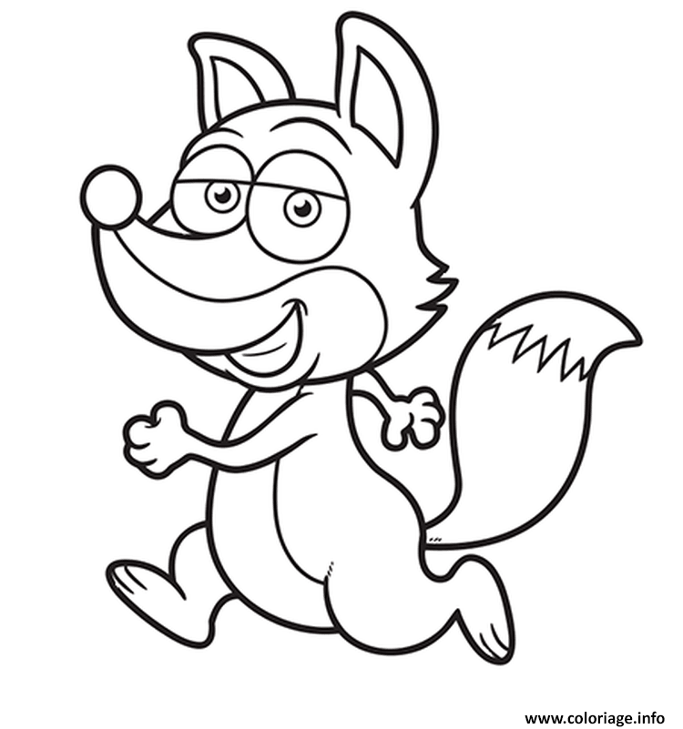 Coloriage Petit Renard Fait Une Marche Animaux - Renard à imprimer