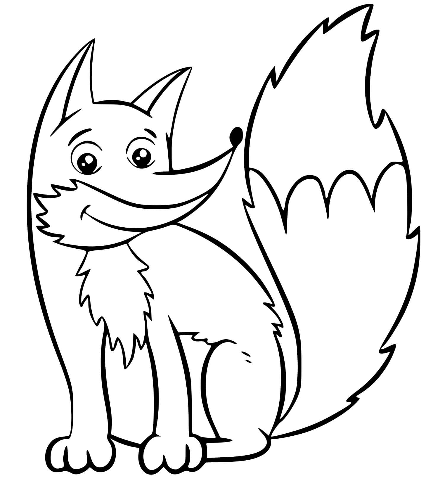 Coloriage Petit Renard Mignon Aimen Manger Des Fruits - Renard à imprimer