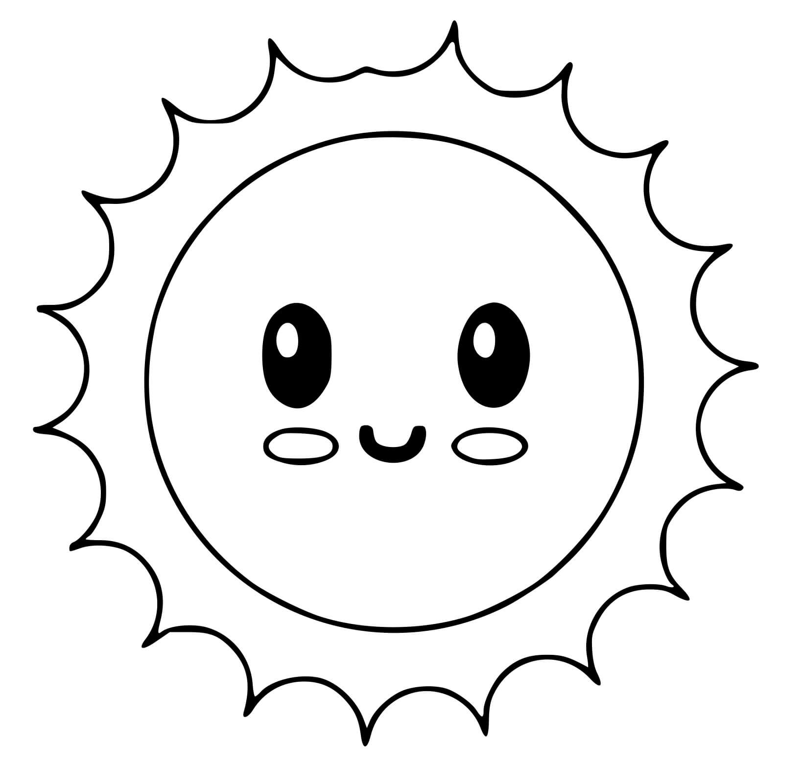 Coloriage Petit Soleil Étoile Kawaii Sourire - Soleil à imprimer