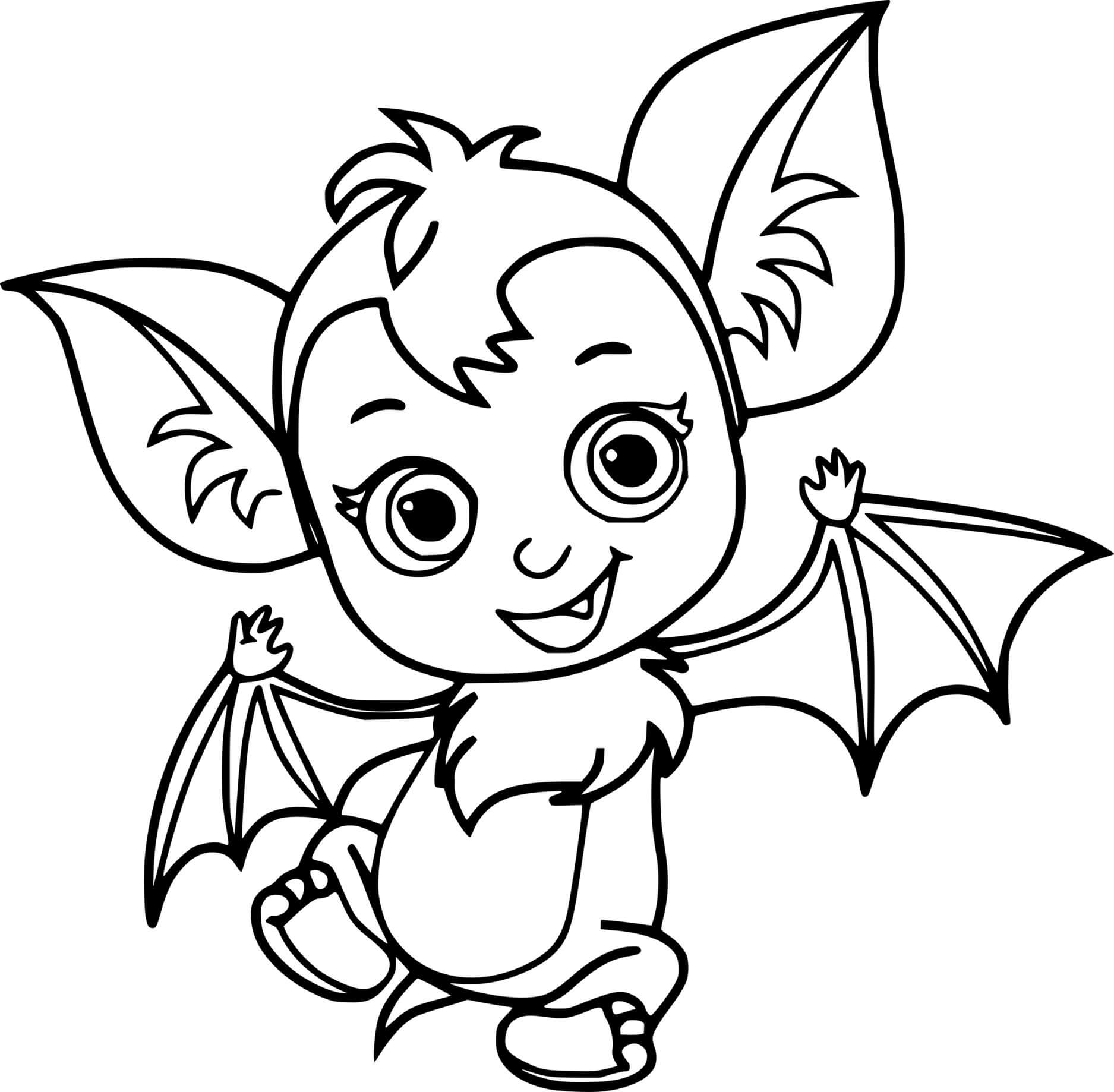 Coloriage Adorable Chauve-Souris Souriante - Halloween chauve souris à imprimer