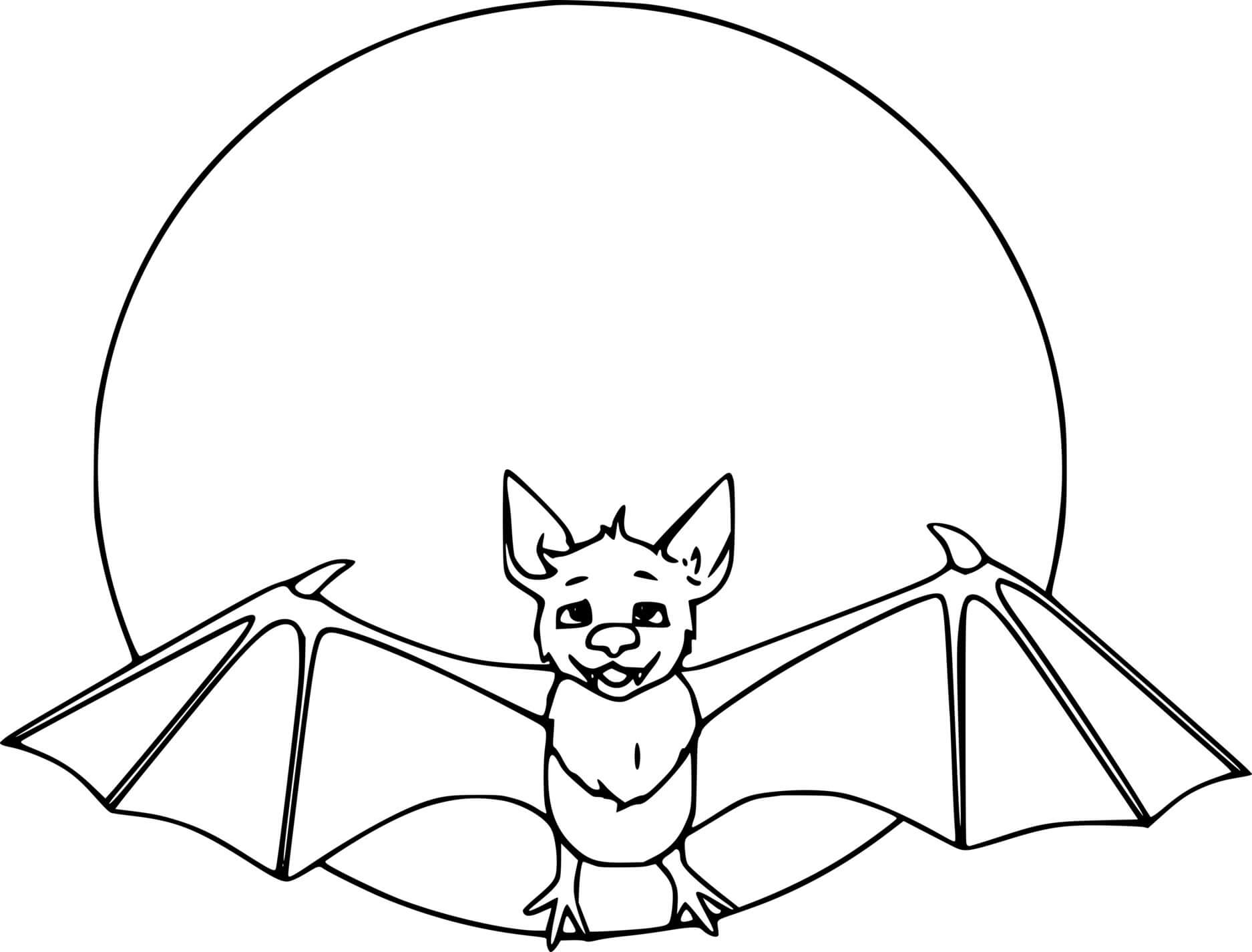 Coloriage Petite Chauve Souris Et La Lune - Halloween chauve souris à imprimer