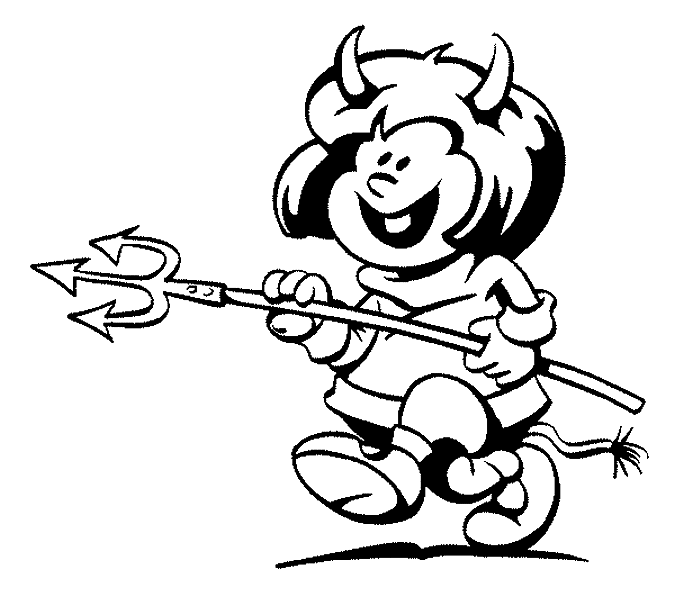 Coloriage Petite Diablesse Avec Fourche - Halloween à imprimer
