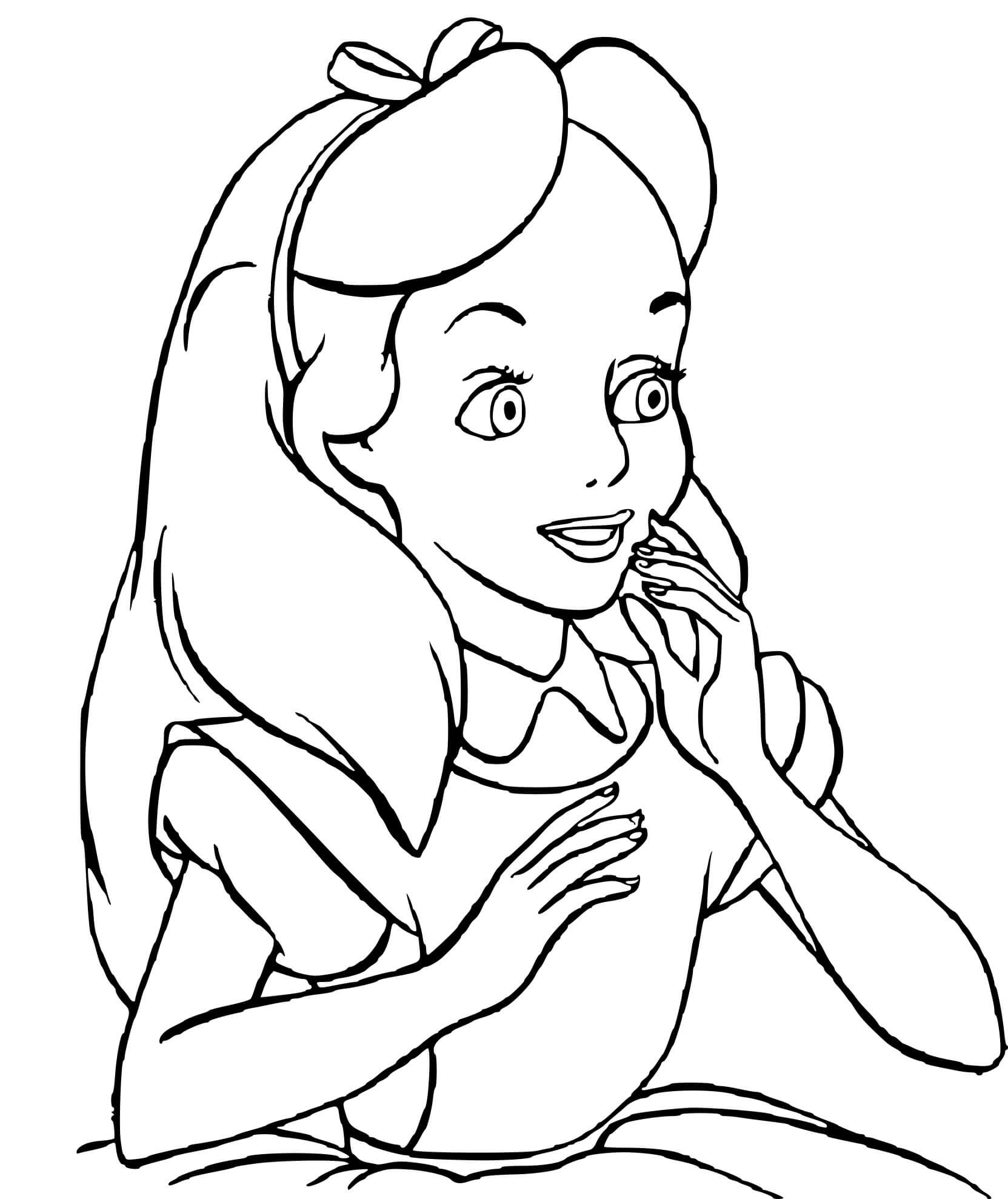 Coloriage Petite Fille Alice - Alice au pays des merveilles à imprimer
