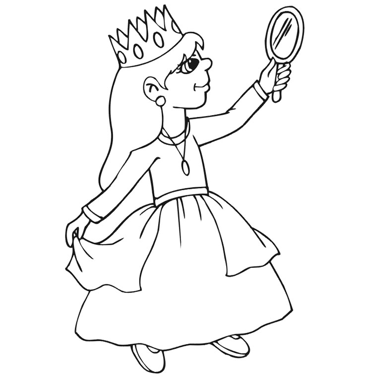 Coloriage Petite Fille Princesse - Fille à imprimer