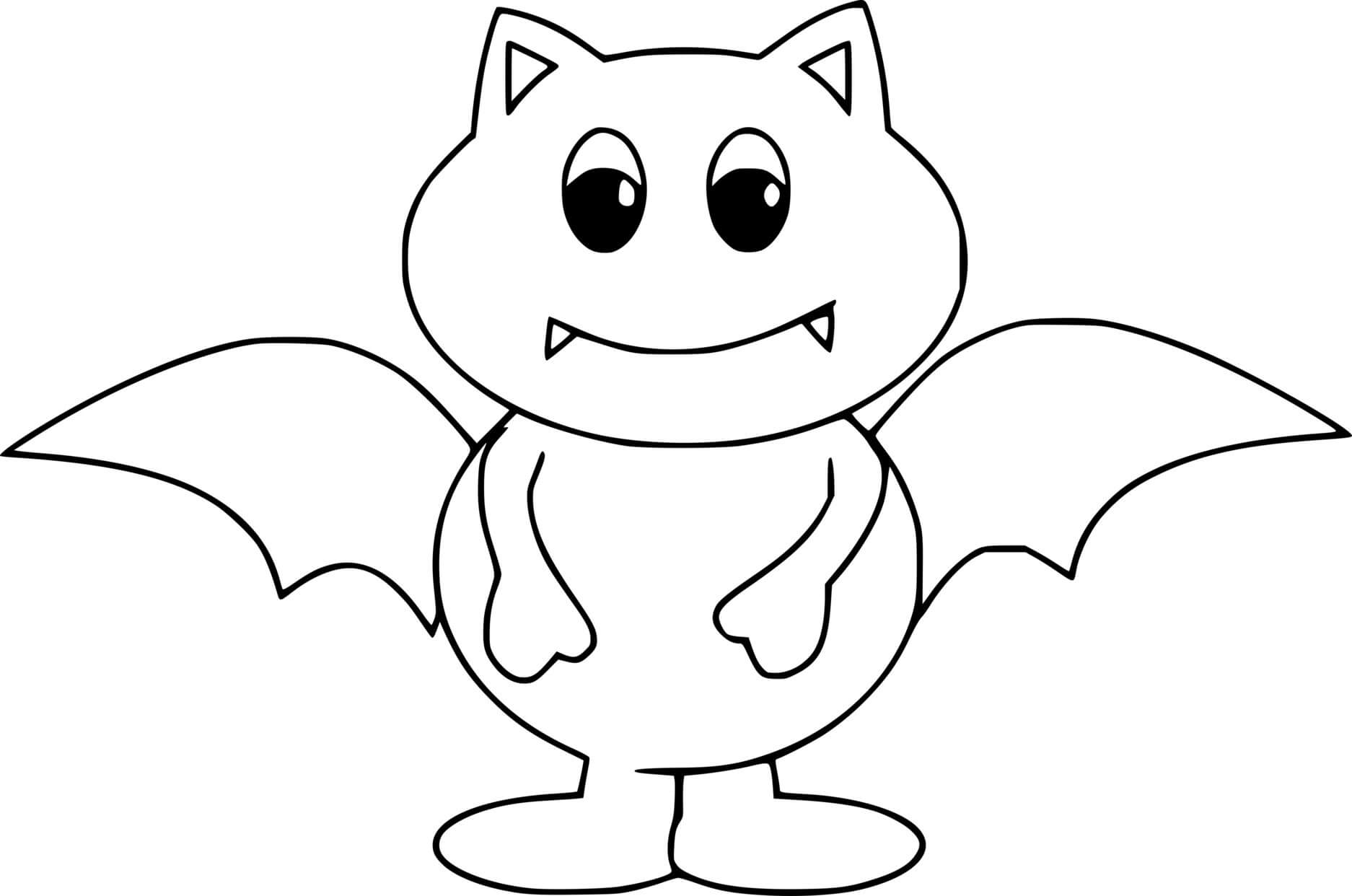 Coloriage Petite Mignon Chauve Souris - Halloween chauve souris à imprimer