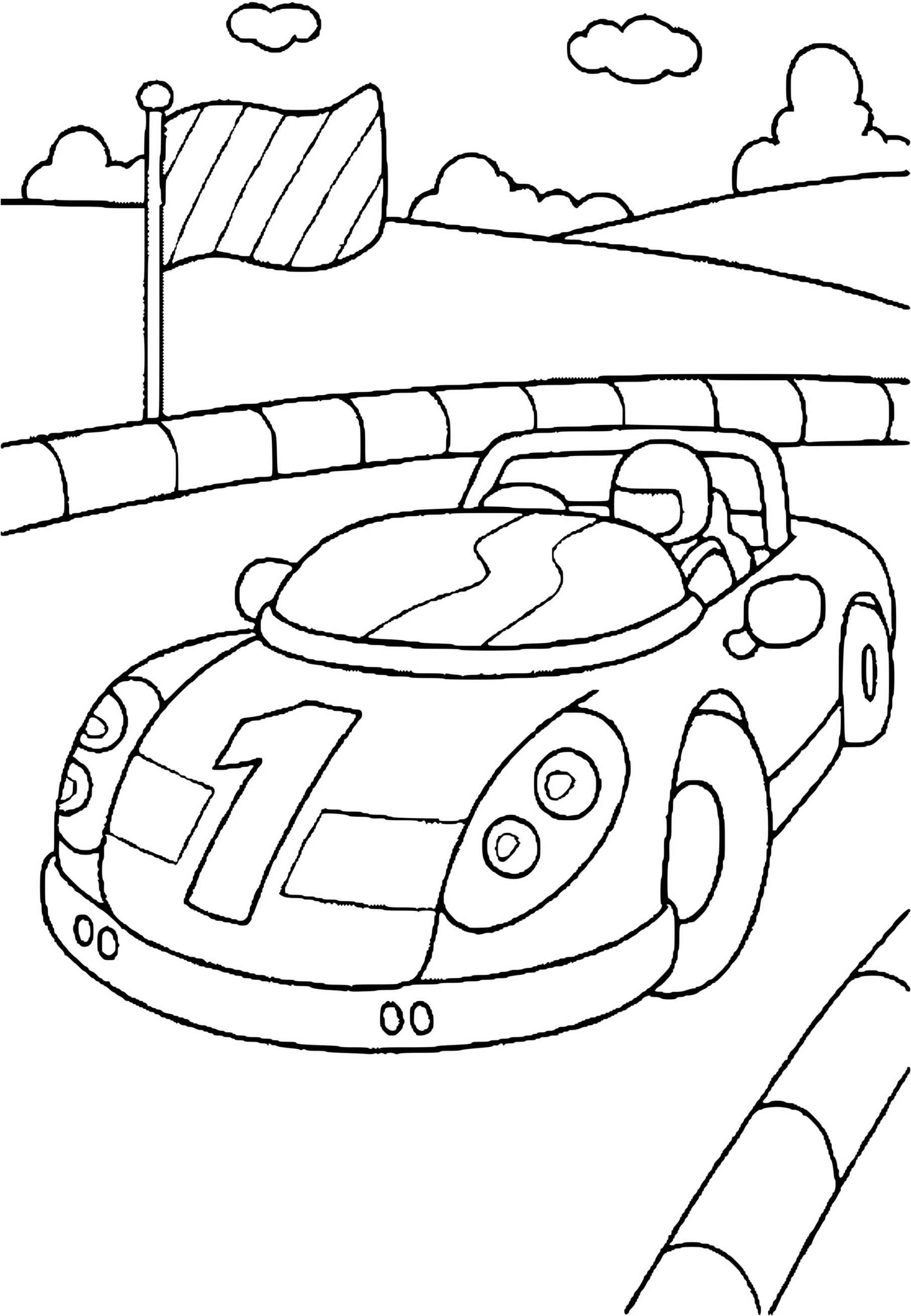 Coloriage Petite Voiture De Sport - Voiture de course à imprimer