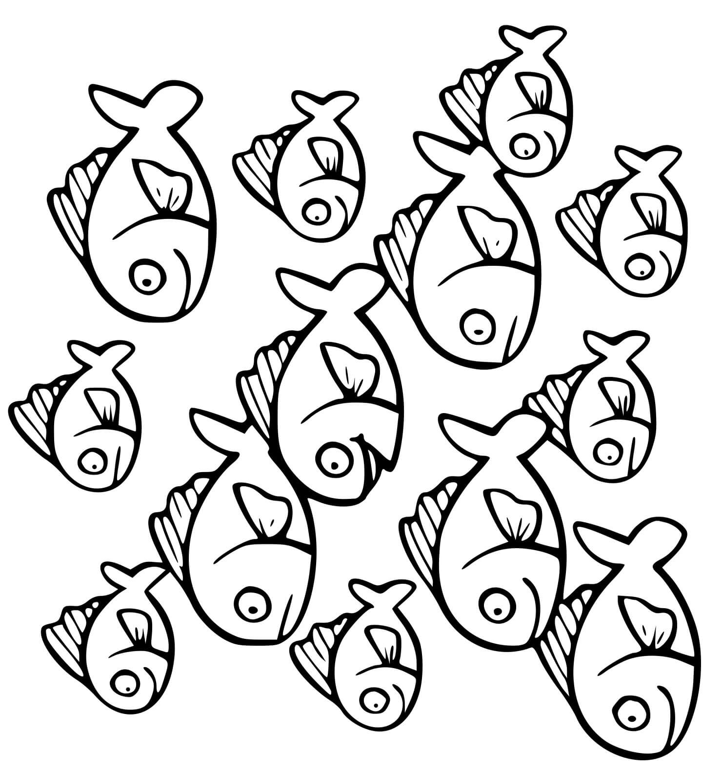 Coloriage Petits Et Grands Poissons Rouge - Poisson à imprimer