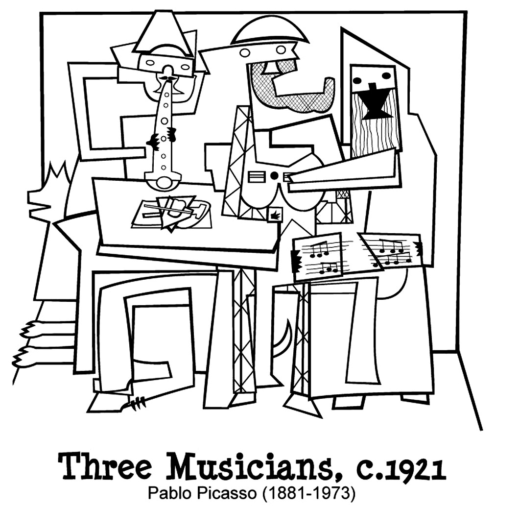 Coloriage Picasto Trois Musiciens - Art à imprimer