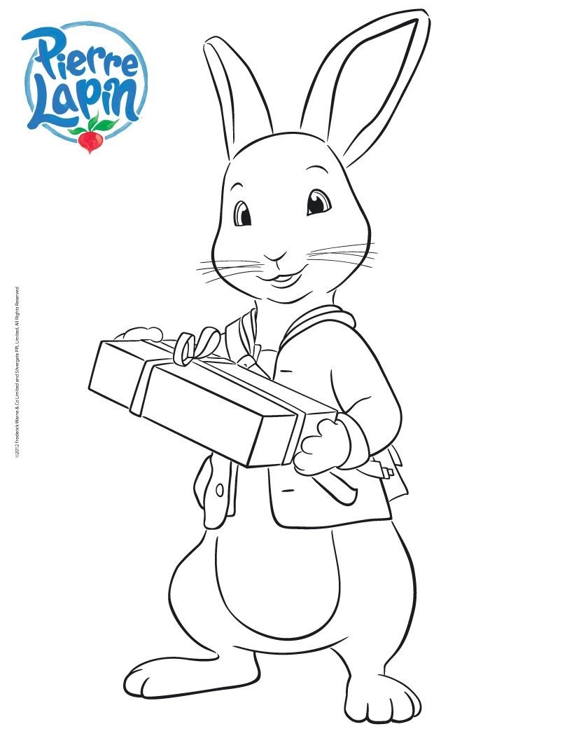 Coloriage Pierre Lapin Le Petit Lapin Veut Offrir Un Cadeau - Pierre lapin à imprimer