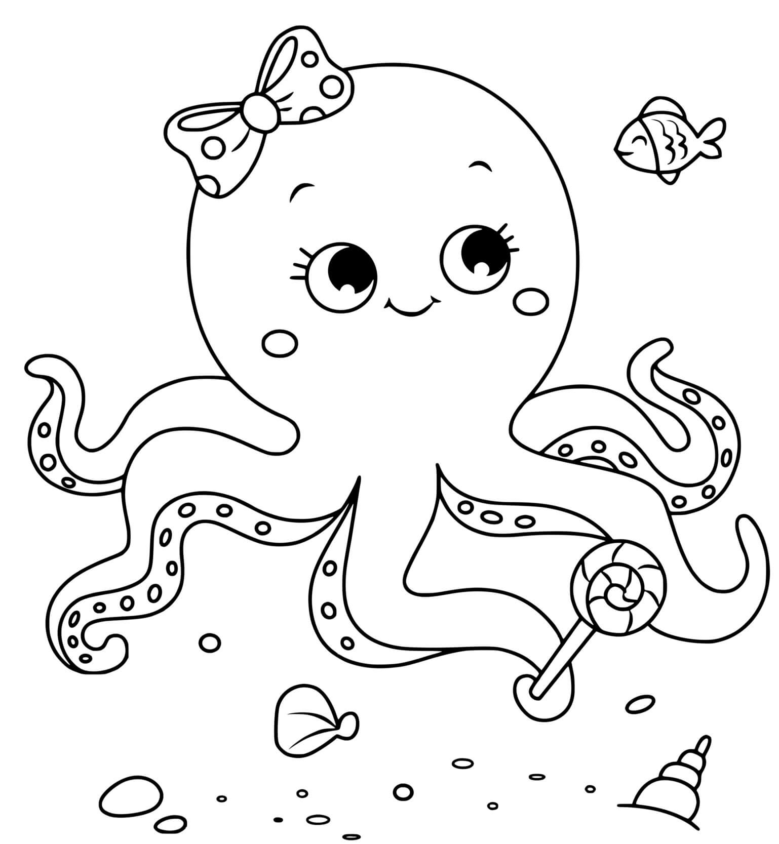 Coloriage Pieuvre Dans Le Fond De La Mer - Animaux de la mer à imprimer