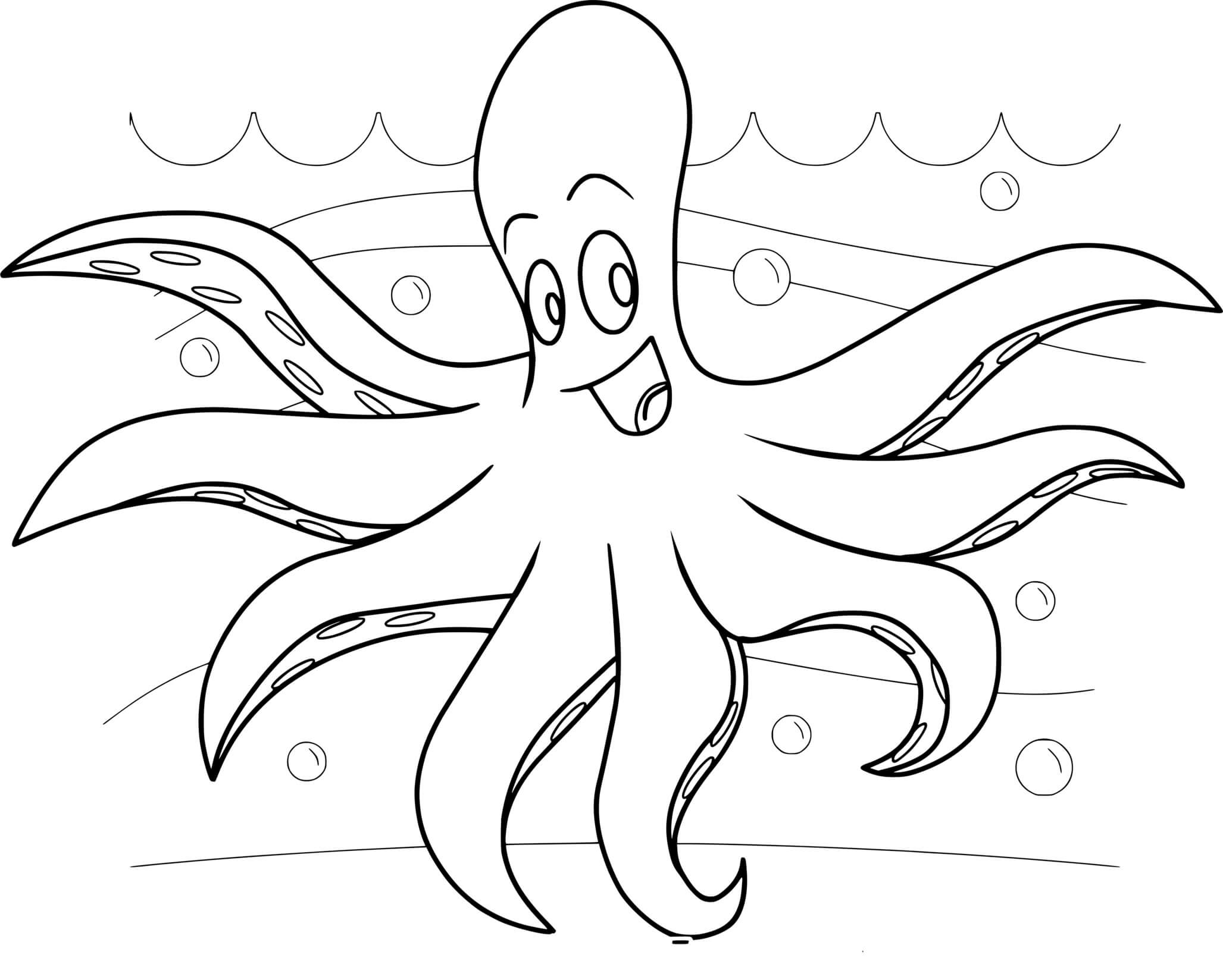 Coloriage Pieuvre De La Mer Ocean - Animaux de la mer à imprimer