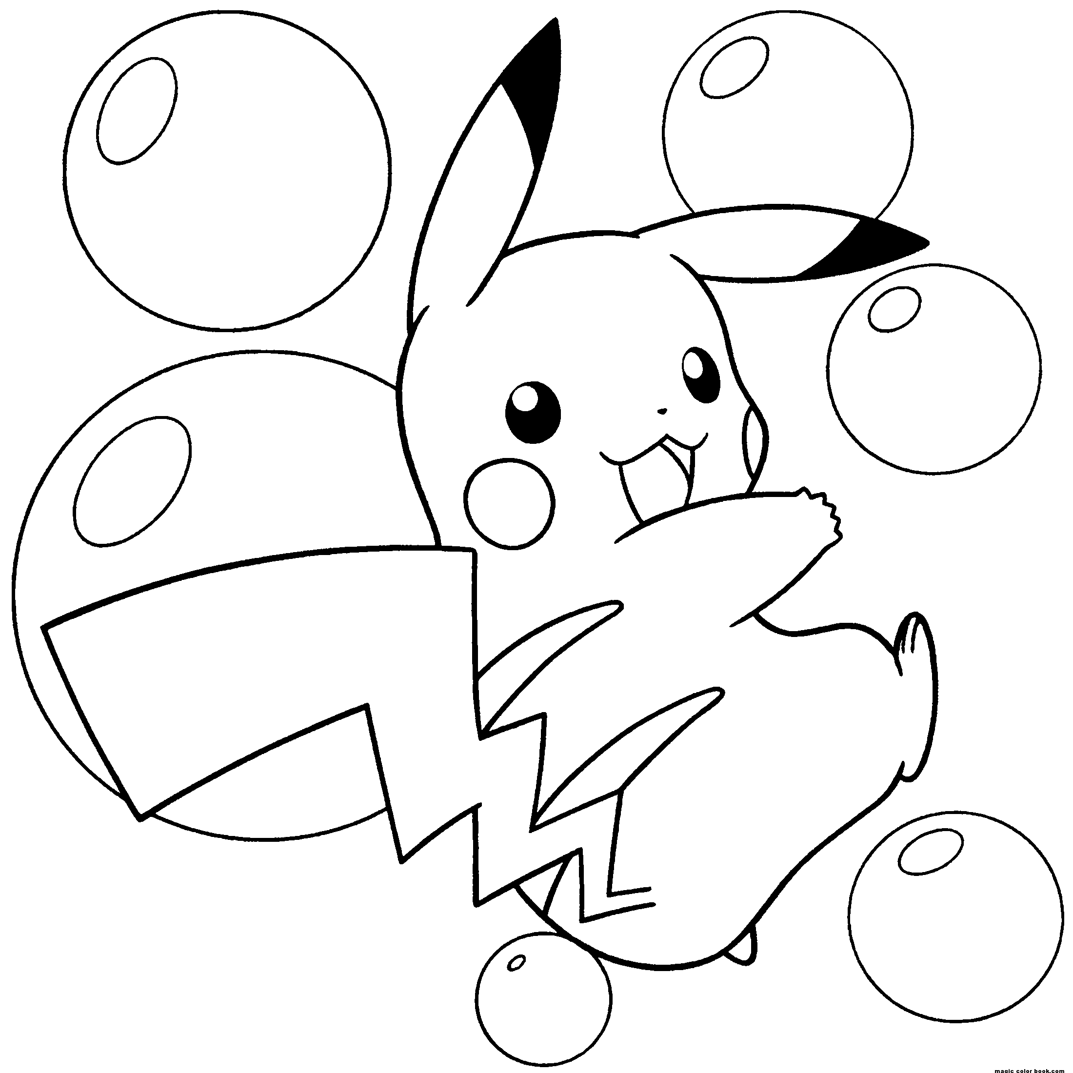 Coloriage Pikachu électrique avec pose dynamique - Pikachu à imprimer