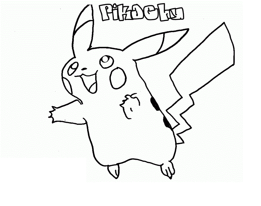 Coloriage Pikachu souriant attendant le combat - Pikachu à imprimer