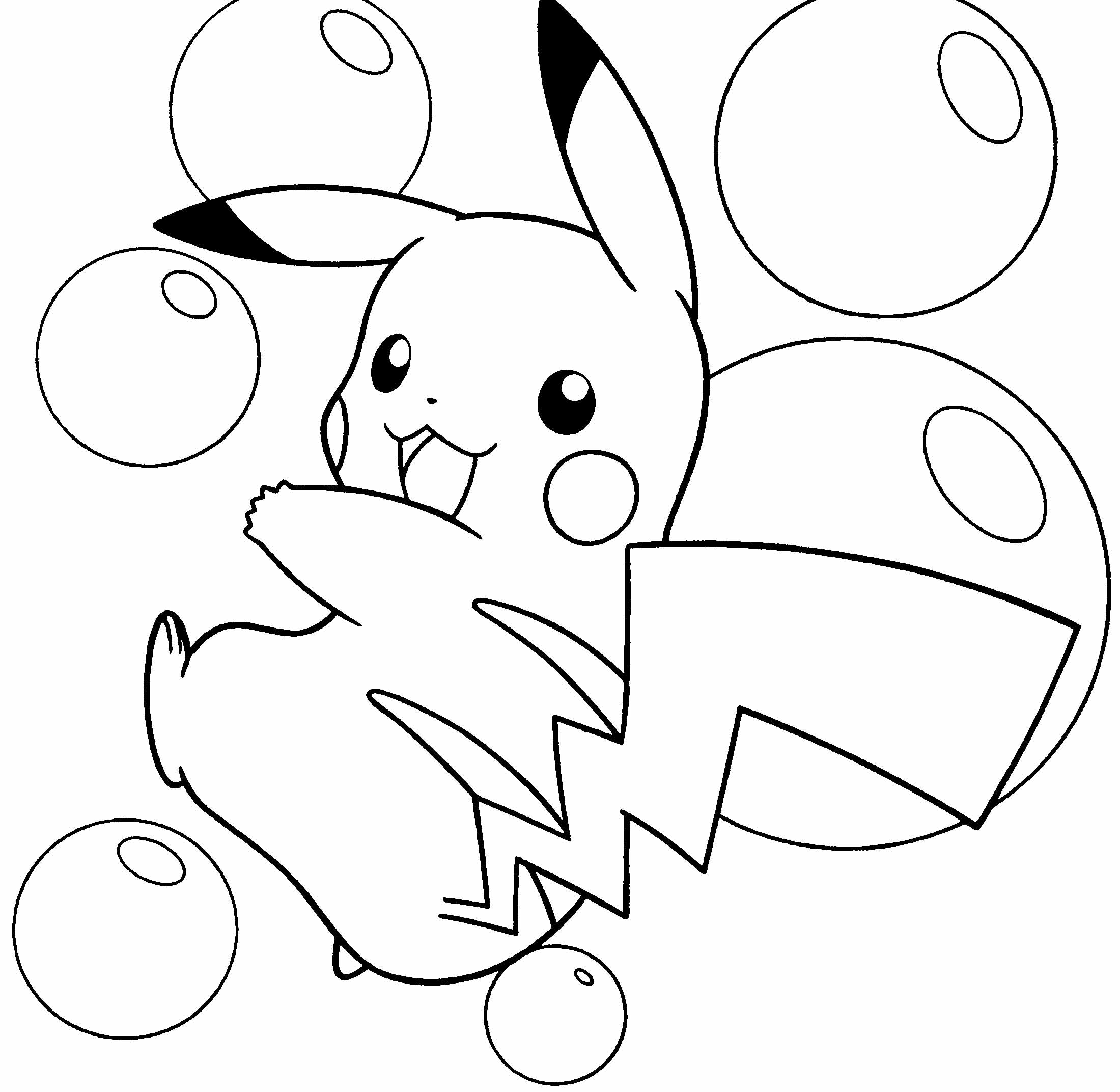 Coloriage Pikachu souriant avec ses joues étincelantes - Pikachu à imprimer
