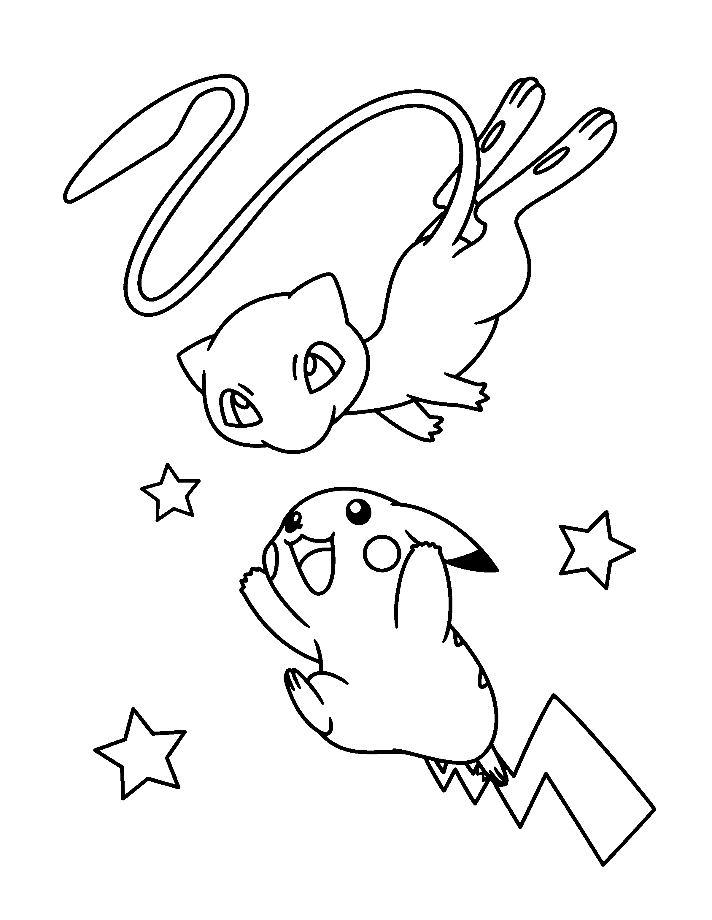 Coloriage Pikachu électrique en position de combat - Pikachu à imprimer