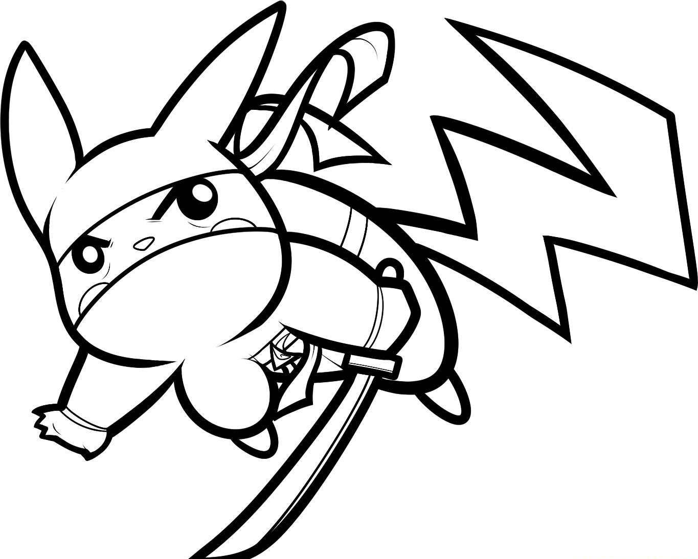 Coloriage Pikachu En Mode Ninja Pokemon - Pokémon à imprimer