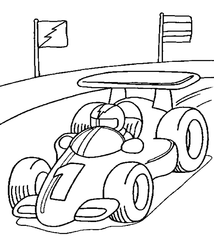 Coloriage Pilote Formule 1 dans son bolide - Voiture de course à imprimer