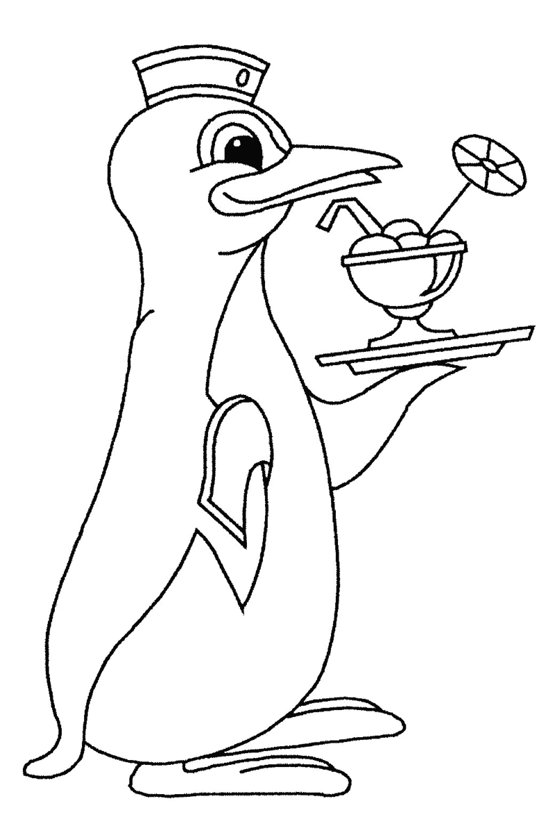 Coloriage Pingoin Serveur - Pingouin à imprimer