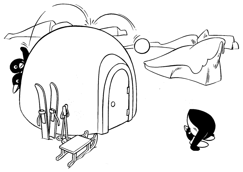 Coloriage Pingu Joue A Cache Cache - Pingouin à imprimer